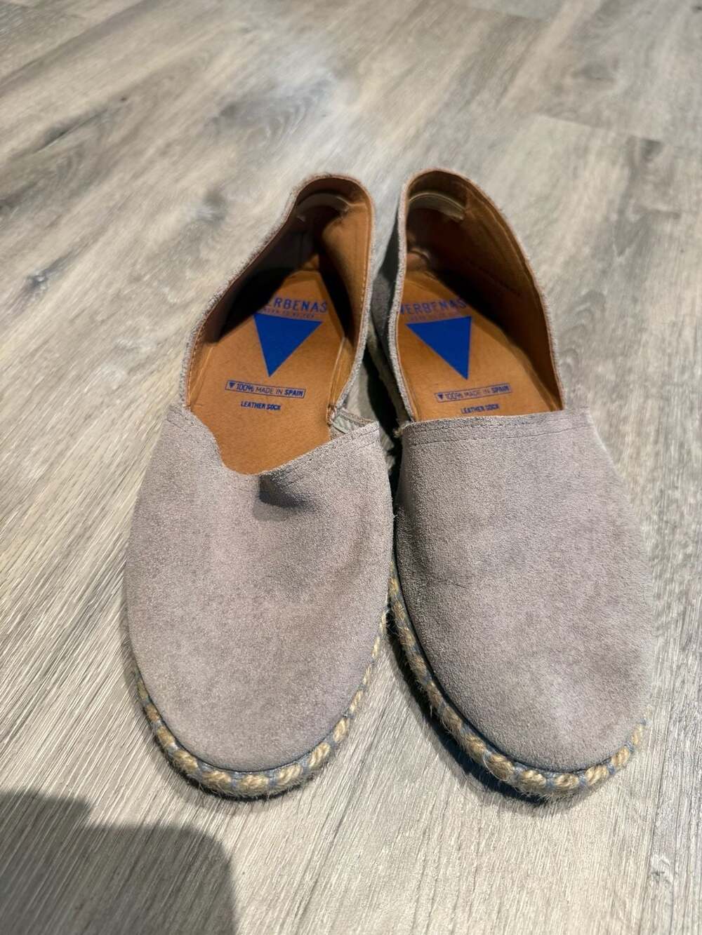 Verbenas Carmen Gray Suede Leather Slip-On Espadrilles Flats Size 39